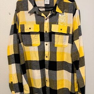 Walt Disney Parks Holiday Plaid Flannel Buttonup Pluto Main Street XXL